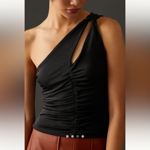 Anthropologie NWT One-Shoulder Ruched Tank size S. - Picture 4 of 9
